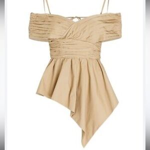 SELF-PORTRAIT Cotton Poplin Off Shoulder Structured Top